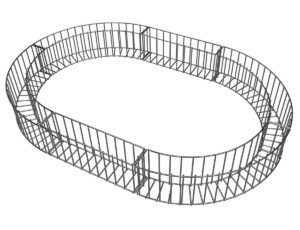 Durch Kombination beider Gabionen-Beetabgrenzungen können verschiedene Gabionen-Formen zusammengestellt werden.