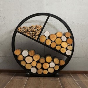 Brennholzlagerung mit Stil Optimale Brennholzlagerung - Handgefertigtes kreisrundes Regale aus pulverbeschichtetem Stahl mit 80 cm Durchmesser