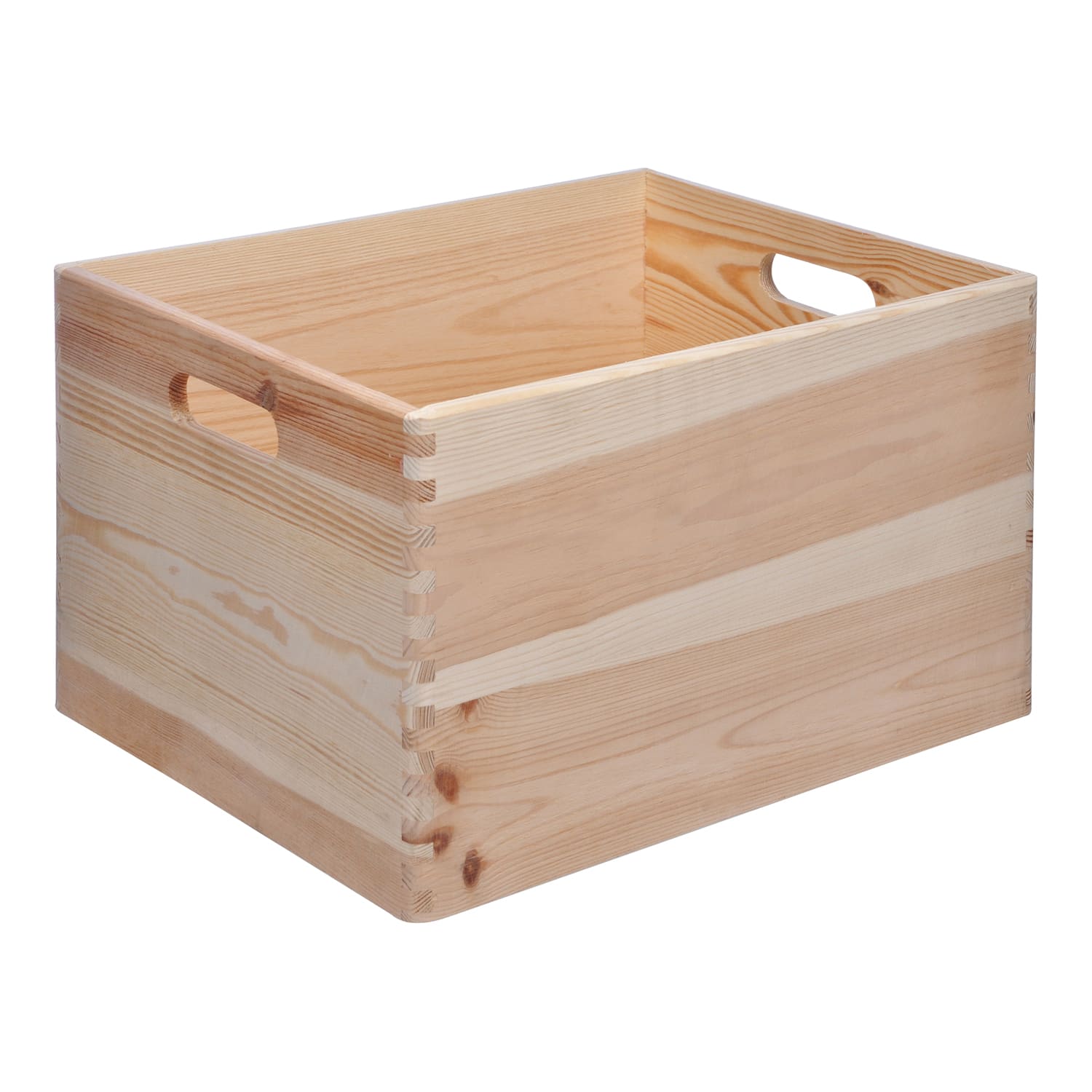 Stapelbox aus massivem Kiefernholz und verzapften Ecken, vielseitig verwendbar